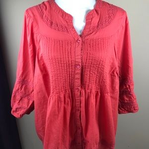 Catherines Plus Size Top Coral Button Up sz 0x